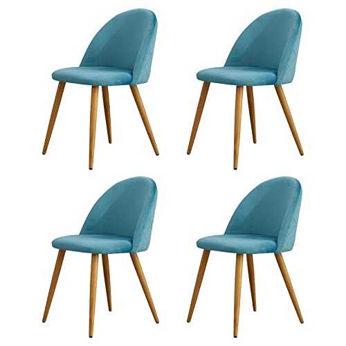 TUKAILAi Velvet Dining Chairs Set of 4 Upholstered Lounge Chair Soft Velvet Seat and Back with Metal Legs Dining Living Bedroom Kitchen Home Office Chairs Blue