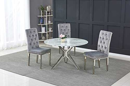 MIA Round Dining Table Marble White with Gold Legs