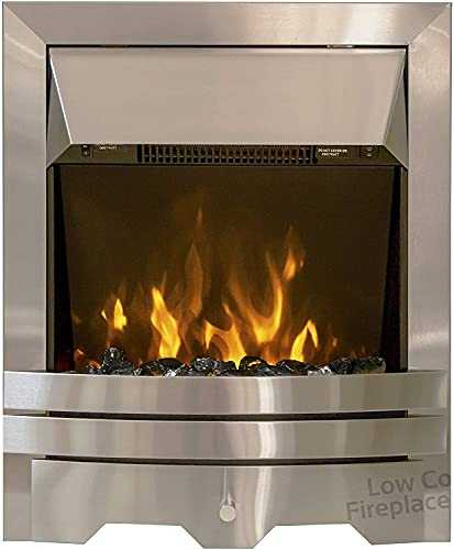 Electric Inset Fire Modern LED Flame Brushed Steel Insert Fireplace Remote Control Coals Pebbles 2kW