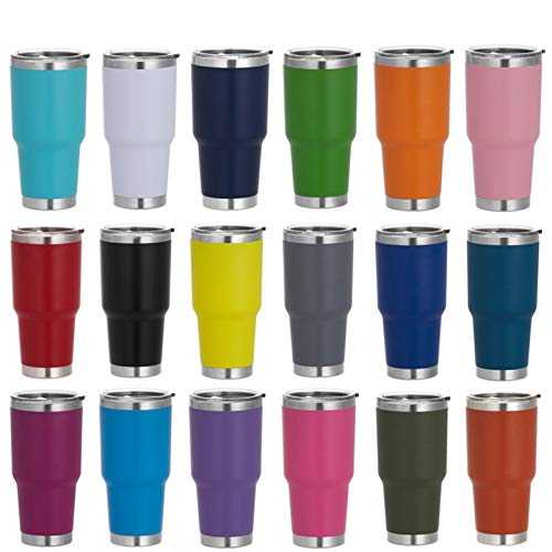 KJGHJ 30oz Stainless Steel Wine Tumbler With Seal Lids Beer Mug Double Wall Vacuum Insulated Coffe Cup, Wine Tumbler (Capacity : 30oz, Color : 10PCS)