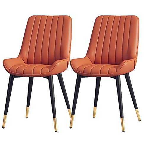 HYLWZ Kitchen Dining Room Furniture Chairs Dining Chairs Set Of 2,Kitchen Chairs with PU Cushion Seat Back, Modern Mid Century Living Room Side Chairs with Metal Legs (Color : Orange)