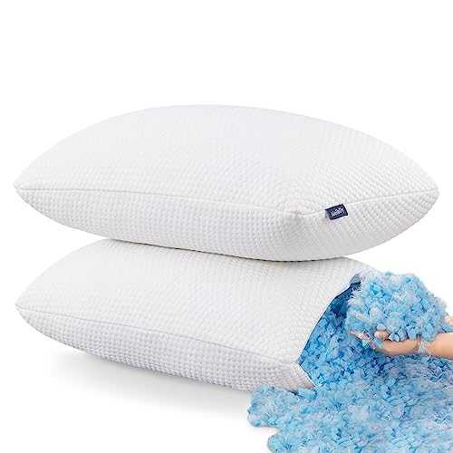 Molblly Sleeping Pillows,Shredded Memory Foam Pillow,Best Orthopedic Sleeping Pillow Non-allergenic & Anti dust mite,Soft Hotel Quality Pillows,Standard Size(2 Pack, 51 x 66 cm)