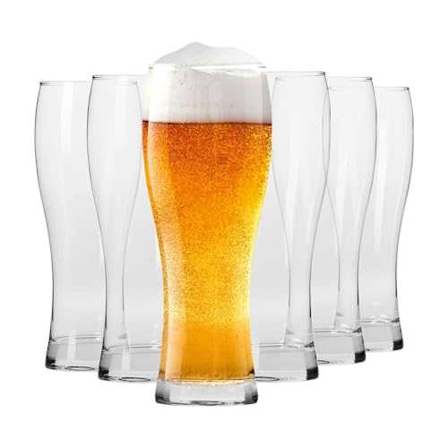 Krosno Tall Beer Pint Glasses | Set of 6 | 500 ML | Chill Collection | Perfect for Home, Restaurants and Parties | Dishwasher and Microwave Safe