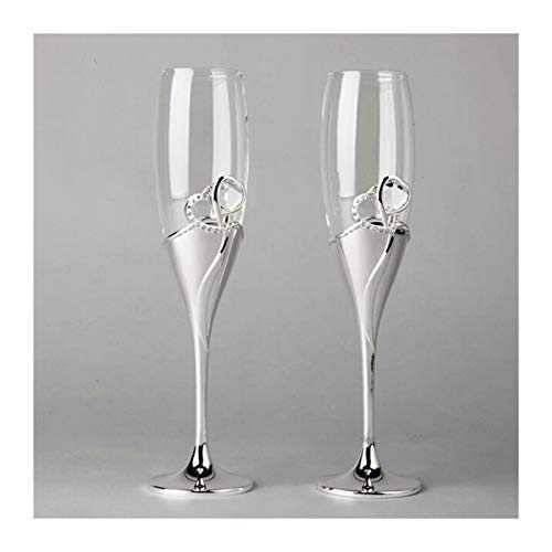KJGHJ Arrival European Style Silver Plated Metal Champagne Glass, Metal Toast Flute For Weddings Or Party Use, Wine Glass, Champagne Flutes (Color : Clear)