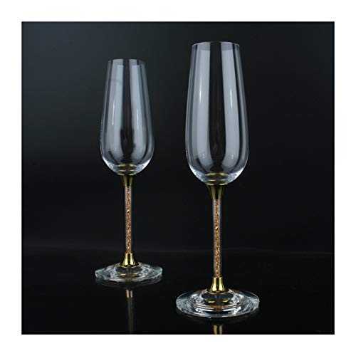 KJGHJ 2PCS/Set Couple Crystal Wine Glasses Wedding Favors Champagne Glasses Tulip Goblet Gold Champagne Flutes Bar Party Drinkware, Champagne Flutes (Color : Color Box)