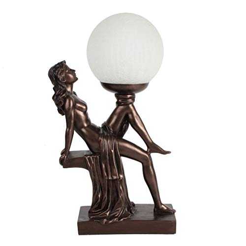 Art Deco Bronze Lighting Sitting Leaning Lady Lamp