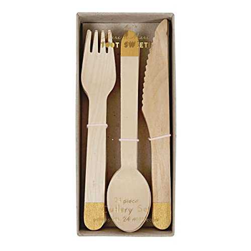 Meri Meri Gold Wooden Cutlery Set (Pack of 24)