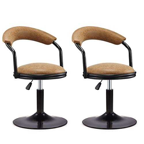 Zjyfyfyf Pair of Bar Stools Set with Backrest Adjustable Height 40-55 CM Swivel Gas Lift and Base for Breakfast Bar Counter Kitchen and Home Barstool (pcs Of 2) (Color : Brown)