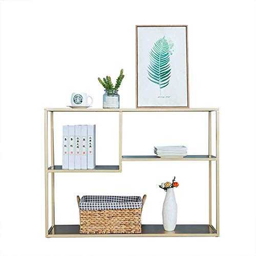 Table Console Table，Iron Art Multi-Tier Storage Rack Hall Display Stand Entrance Cabinet Bookshelf Hotel End View Station 2 Color 30 × 9 × 29 Inch For Living Room Bedroom (Color : Gold) Home