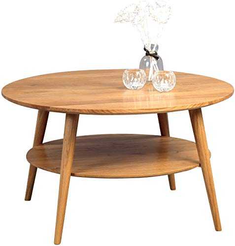 HomeTrends4You 247222 Coffee Table Wood 80 x 80 x 45 cm Solid Wild Oak Oiled