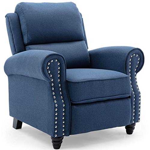 More4Homes DUXFORD FABRIC PUSHBACK RECLINER ARMCHAIR SOFA OCCASIONAL CHAIR CINEMA (Blue)