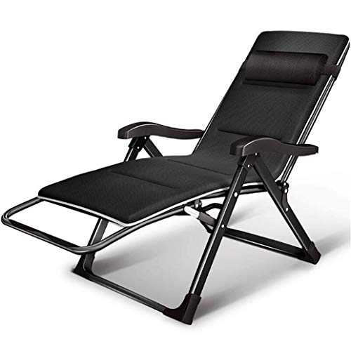 YANGSANJIN Folding Recliner Zero Gravity Chair, Adjustable With Widen Seat Padded Headrest Outdoor Interiors Portable Sun Lounger Deck Chair (Color : Black)