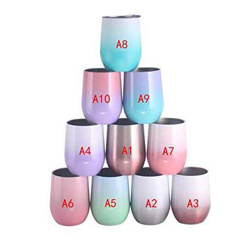 JIANGUO wine goblets 50pcs/lot 12oz Wine Tumbler Gradient Cup With Lids Stainless Steel Wine Glasses Coffee Cup Mug Vacuum, Wine Tumbler (Capacity : 12oz, Color : 20psc)