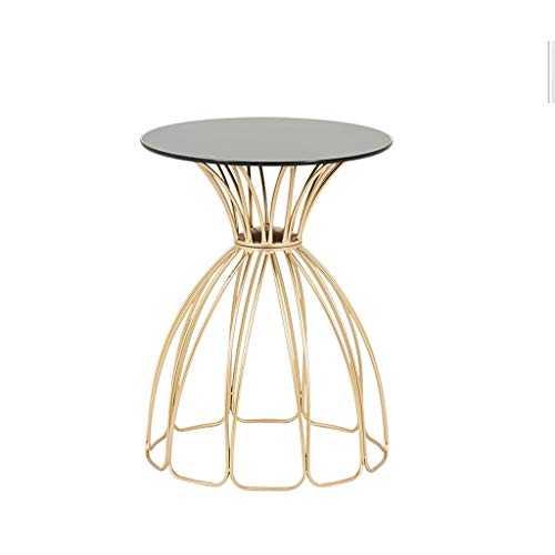 zlw-shop Sofa Table for Living Room Gold Rounded Gilded Round Coffee Table Corner Wrought Iron Side Table End Table (Color : A)
