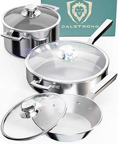 DALSTRONG 6pc Cookware Set - The Oberon Series - 3-Ply Aluminum Core Cookware - w/Lids