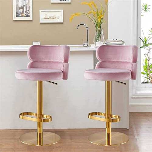 MaGiLL Velvet Gold Bar Stools Set of 2 Counter Height Barstools with Footrest Dining Chairs Adjustable Heigh Stainless Steel Titanium Gold for Dining Room Kitchen Living Room Office (Colo