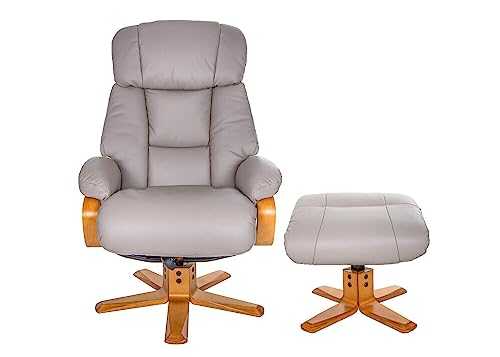 GFA The Nice - Swivel Recliner Chair And Matching Footstool In Pebble Genuine Leather