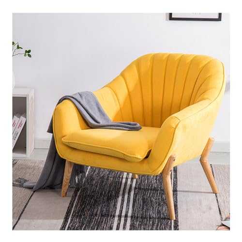 Wamiehomy Modern Suede Fabric Armchair Tub Occasional Chair with Solid Wood Legs for Living Room Bedroom Reception Contemporary (Yellow)