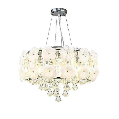 MSHAHO Novelty Chandelier, 9-Lights Crystal Chandelier Ceiling Light Wit Beaded Round Drum Metal Shade,Antique Silver Finish Light for Hallway/Silver/55X39Cm(22X15Inch)