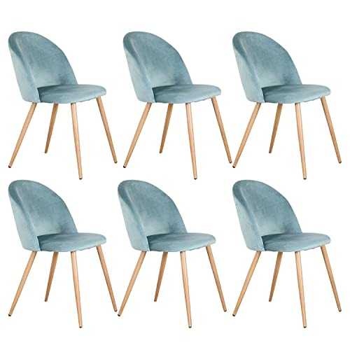 Dining Chair A Set Of 6 Dining Chairs With Soft Velvet And Metal Feet, Suit for Kitchen, Dining Room, Living Room, Lounge (Pink/Green/Blue)) (Color : Green)