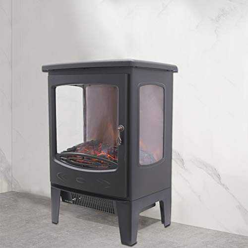 NRG Electric Freestanding Stove Fire with LED Log Flame Effect Indoor Heater Portable Fireplace Stove 1800W MAX