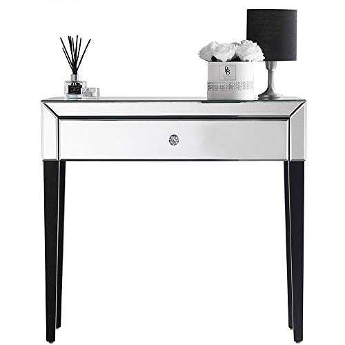 Laguna - Silver Mirrored Dressing Table With Drawer Crystal Handle Perfect For Bedroom Makeup Jewellery Storage