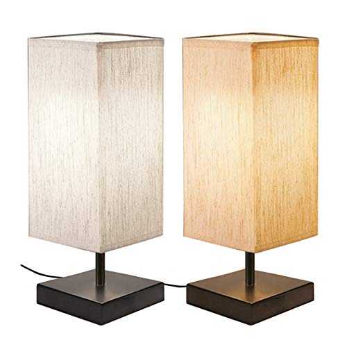 Bedside Lamps Set of 2, Bomcosy Table Lamps USB Powered, Touch Lamps Bedside with Beige Fabric Shade, 4 LED Bulbs Include, Lamps Perfect for Bedroom, Living Room or Office