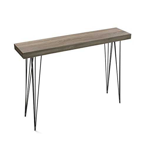 Versa Dallas Console Table, Narrow Hallway table for Hall or Corridor, Sofa Table, Measurements (H x L x W) 80 x 25 x 110 cm, Wood and Metal, Colour Brown