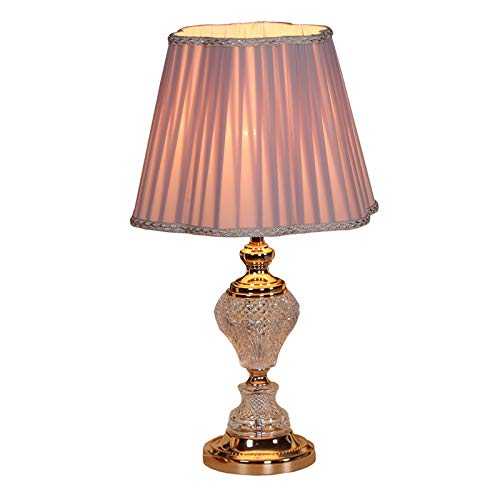 Chenhan Elegant Table or Bedside Light Gold Brass Base and Glass Table Lamp with Light Pink Shade Vintage Art Deco Design, E27 40W 110-240V Not Incl