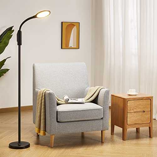 Ipartsexpert Floor Lamp,10W/1200LM Smart LED Modern Light 5 Color Temperatures Cordless Floor Lamps-Tall Standing Pole Light with Remote and APP Control for Living Room,Bed Room,Office(Update)