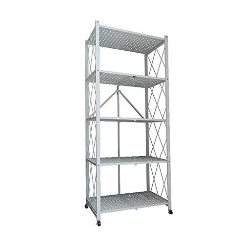 Folding Storage Shelves,Multifunctional Shelving Unit,for Garage Storage Rack Kitchen Shelves Laundry Bathroom/White / 72x36.5x160.5cm