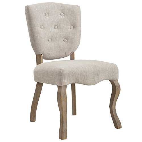 Modway Array French Vintage Tufted Upholstered Fabric Dining Chair in Beige
