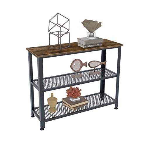 sogesfurniture Industrial Style Console Table Entryway Table with 2 Mesh Shelves Storage, Stable Side Table for Hallway Entryway, Living Room, Bedroom,101x35x80cm BHEU-UT-016