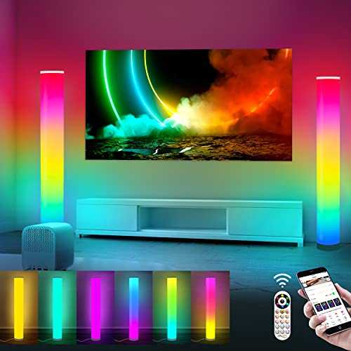 2 Packs LED Floor Lamp, RGB Color Changing Corner Lamp, Modern Atmosphere Standing Lamps, Bluetooth App Music Sync & Remote Control, Dimmable Smart LED Floor Lamps for Living Room, Bedroom, Party
