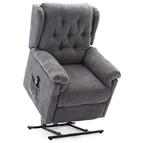More4Homes BARNSLEY FABRIC RISE RECLINER ARMCHAIR ELECTRIC LIFT RISER CHAIR (Charcoal)