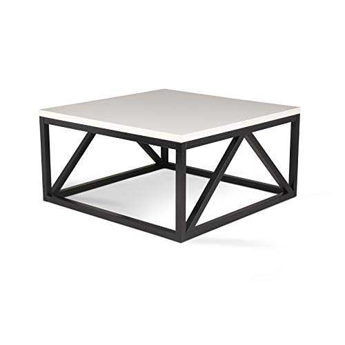 Kate and Laurel Kaya Two-Toned Wood Square Coffee Table with White Top and Black Base
