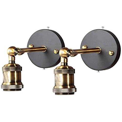Vintage Wall Lights Loft Metal Retro Industrial Sconce Wall Lamp Adjustable Brass Finished Copper Head with E27 Socket for House, Bar, Restaurants, Coffee Shop (86-265V, Bulbs not Included)