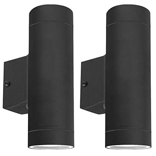 2 x Modern Black Stainless Steel Double Outdoor Wall Light Up Down IP65 ZLC019-B