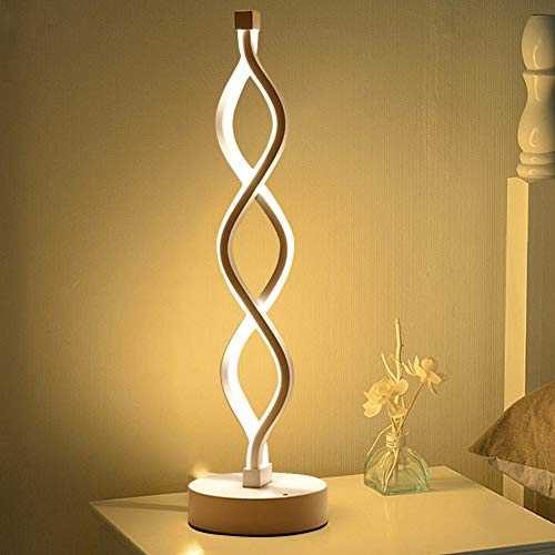 Lovely Spiral LED Table Lamp,Spiral Wave LED Table Lamp Easy Install Energy-Saving Modern Dimmable Desktop Lamp Acrylic Lamp,White Light/Warm Light,for Bedroom Living Room(White Light)