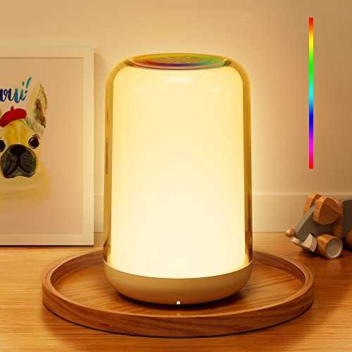 ENTOVE Night Light Kids, Dimmable LED Bedside Lamp for Breastfeeding, Rechargeable Portable Table Lamp, RGB Color Changing Table Lamp for Baby, Kids, Nursery, Christmas Gifts,Touch Control Timing Off