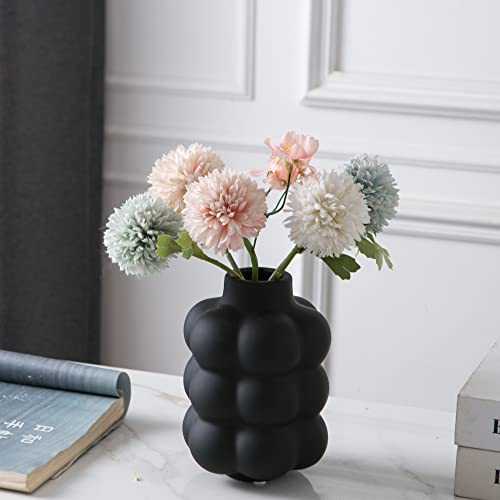 Mowtanco Ceramic Vase Ball-Shaped Flower Vase-Tabletop Decor/Mantle Decor /Home Decor (Black)