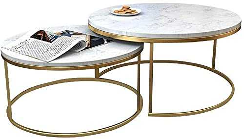 WSHFHDLC coffee table Provided nested table 2 modern vintage metal end table legs simple and elegant style table circular table simplistic small coffee tables (Size : 60cm+45cm)