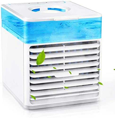 Portable Air Cooler, Evaporative Cooling Fan USB Small Personal Space Air Conditioner Cooler and Humidifier, Air Cooler Desk Fan Cooling with Portable Handle for Home Room Office