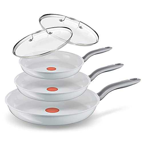 Tefal Ceramic Control 5-Piece Frying Pan Set with Lids Suitable for All Types of Hobs, Induction, Ceramic Seal, Oven Safe up to 175 °C, Dishwasher Safe, Perfect Results