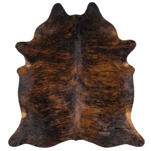 Tomtom Cowhides Brindle Dark Cowhide Rug 100% Natural Leather Rugs 7' x '6