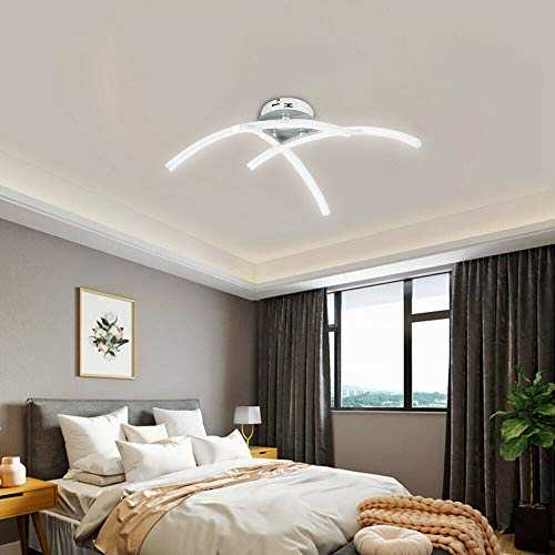ALLOMN LED Ceiling Light, Chandelier Lamp Modern Curved Design Ceiling Light with 3 Curved Light for Living Room Bedroom Dining Room 18W (Cold White)