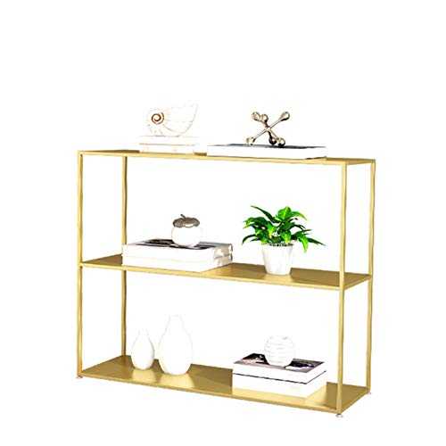 Gold Metal Console Table,store Organizer,simple 3 Layers Wrought Iron Flower Stand Display Side Table For Living Room Entrance,Hotel Corridor Diameter: 60/80CM(Size:80 * 25 * 80CM,Color:Gold)