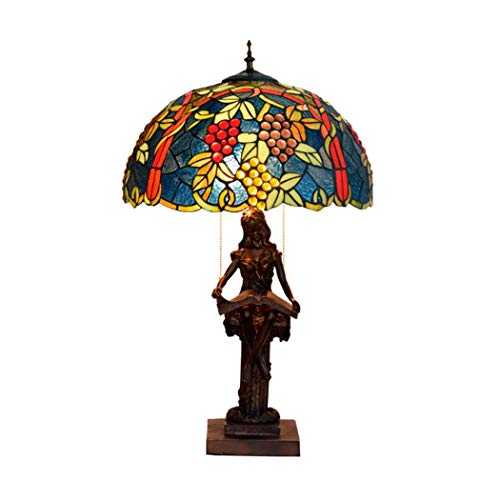 KELITINAus Style Lamp Stained Glass Table Lamps Wide 16 inch Height 27 inch for Lover Girlfriend Women Living Room Bedroom Antique Desk Bedside Lamp,E27 (A),G