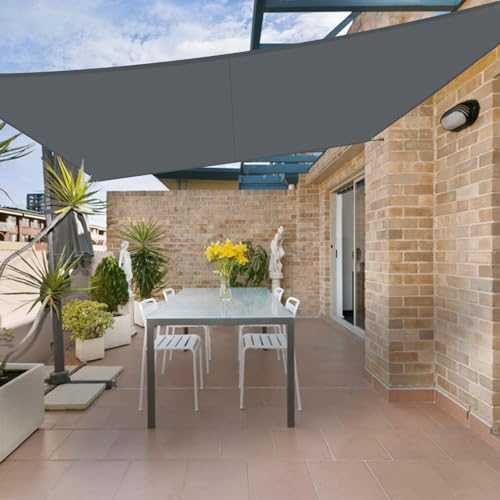 HENG FENG 3 x 3 m square Sun Shade Sail Canopy Awning,160gsm PES Polyester Waterproof for Outdoor Patio Garden Anthracite