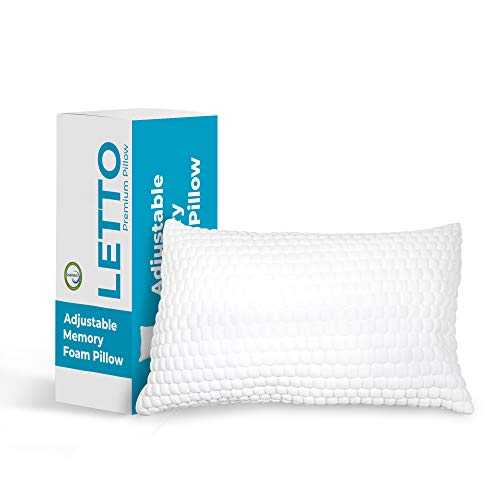 LETTO Adjustable Bed Pillow for Sleeping - Hypoallergenic Memory Foam. Made in USA. Bubble Tencel Washable Cover. Huggable & Plush. CertiPUR-US and GREENGUARD Gold Certified. (B-King)
